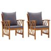 vidaXL Garden Chairs with Cushions 2 pcs Solid Acacia Wood