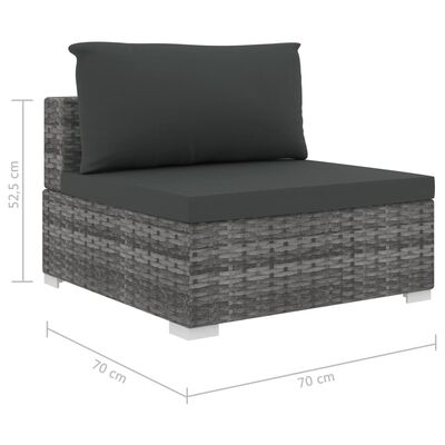vidaXL 6 Piece Garden Lounge Set with Cushions Poly Rattan Grey, grey vidaXL 6 Piece Garden Lounge Set with Cushions Poly Rattan Grey