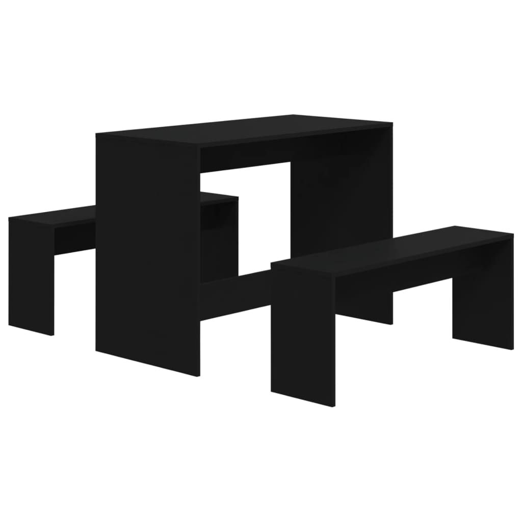 vidaXL 3 Piece Dining Set Black Engineered Wood