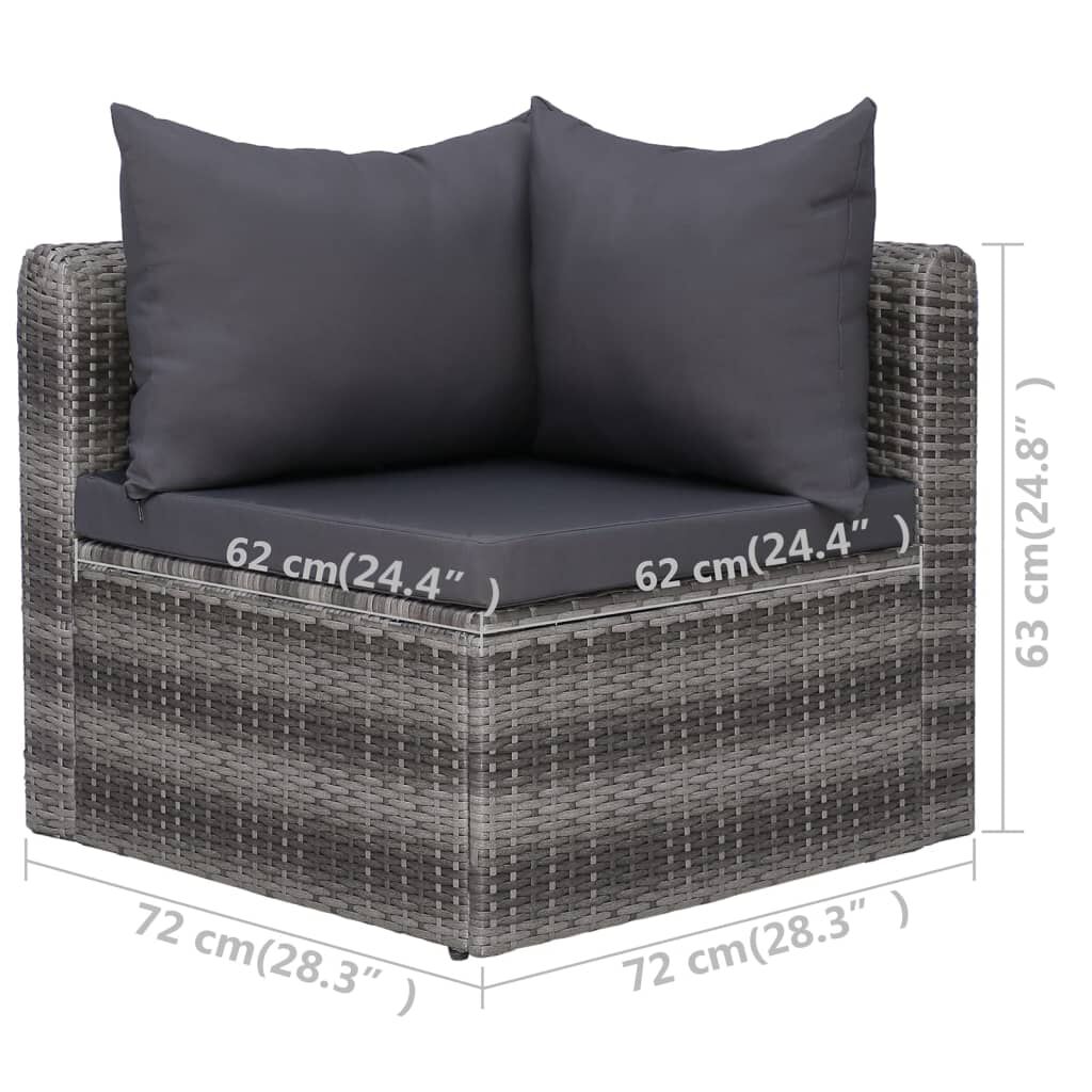 vidaXL Garden Corner Sofas 2 pcs Grey Poly Rattan