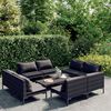 vidaXL 9 Piece Garden Lounge Set with Cushions Poly Rattan Dark Grey