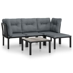 vidaXL 5 Piece Garden Lounge Set Black and Grey Poly Rattan
