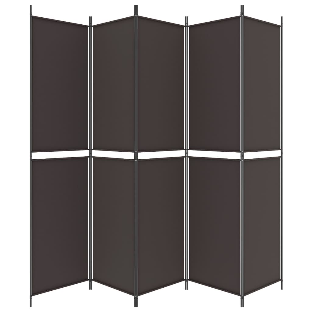 vidaXL 5-Panel Room Divider Brown 250x220 cm Fabric