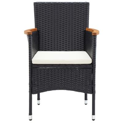 vidaXL 5 Piece Garden Dining Set with Cushions Poly Rattan Black, black and brown vidaXL 5 Piece Garden Dining Set with Cushions Poly Rattan Black