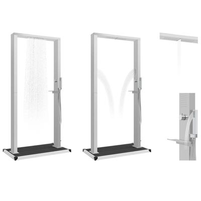 vidaXL Outdoor Shower with Tray WPC Stainless Steel, grey vidaXL Outdoor Shower with Tray WPC Stainless Steel