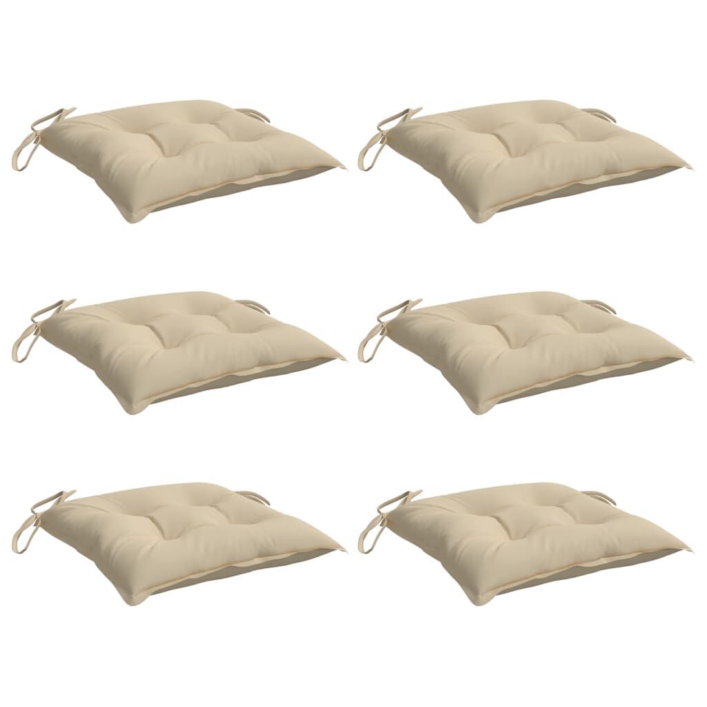 vidaXL Chair Cushions 6 pcs Beige 40x40x7 cm Oxford Fabric
