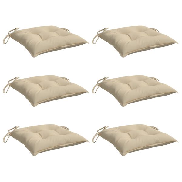 vidaXL Chair Cushions 6 pcs Beige 40x40x7 cm Oxford Fabric