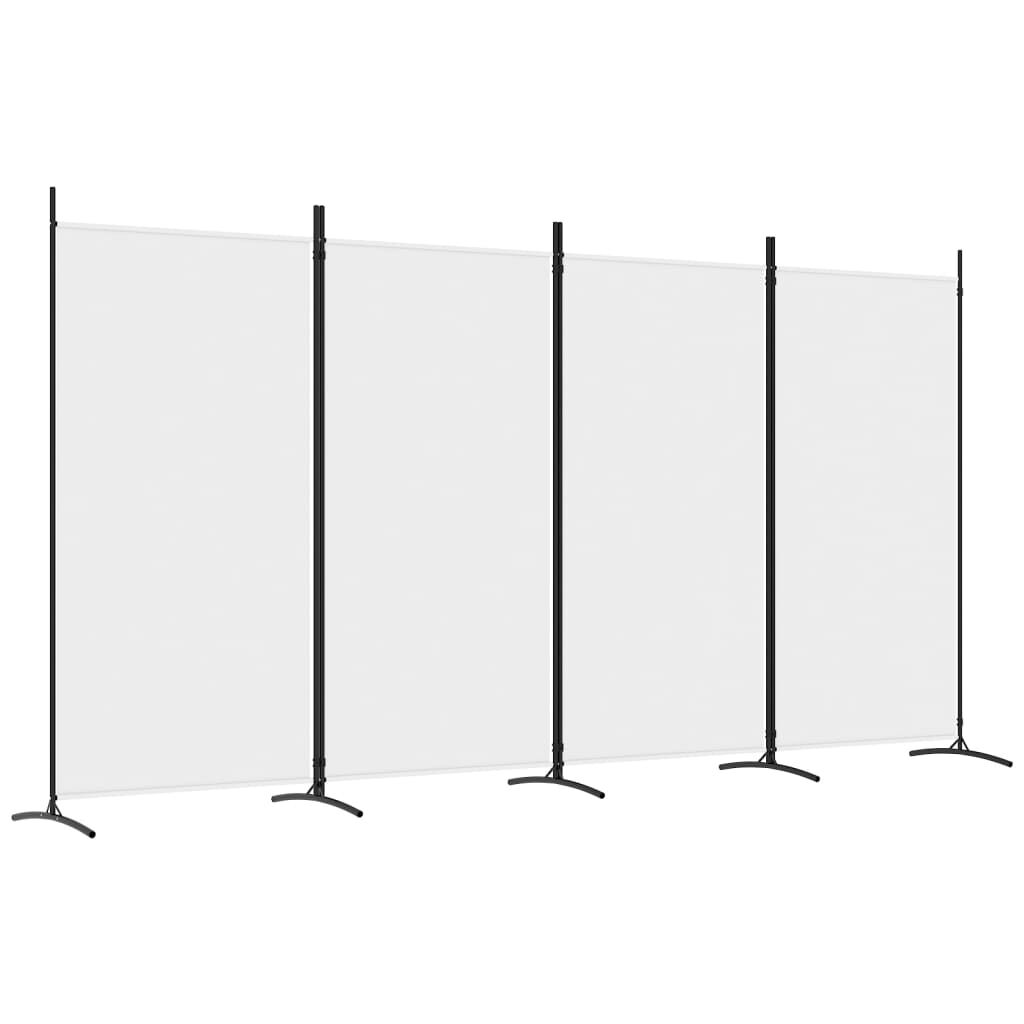 vidaXL 4-Panel Room Divider White 346x180 cm Fabric