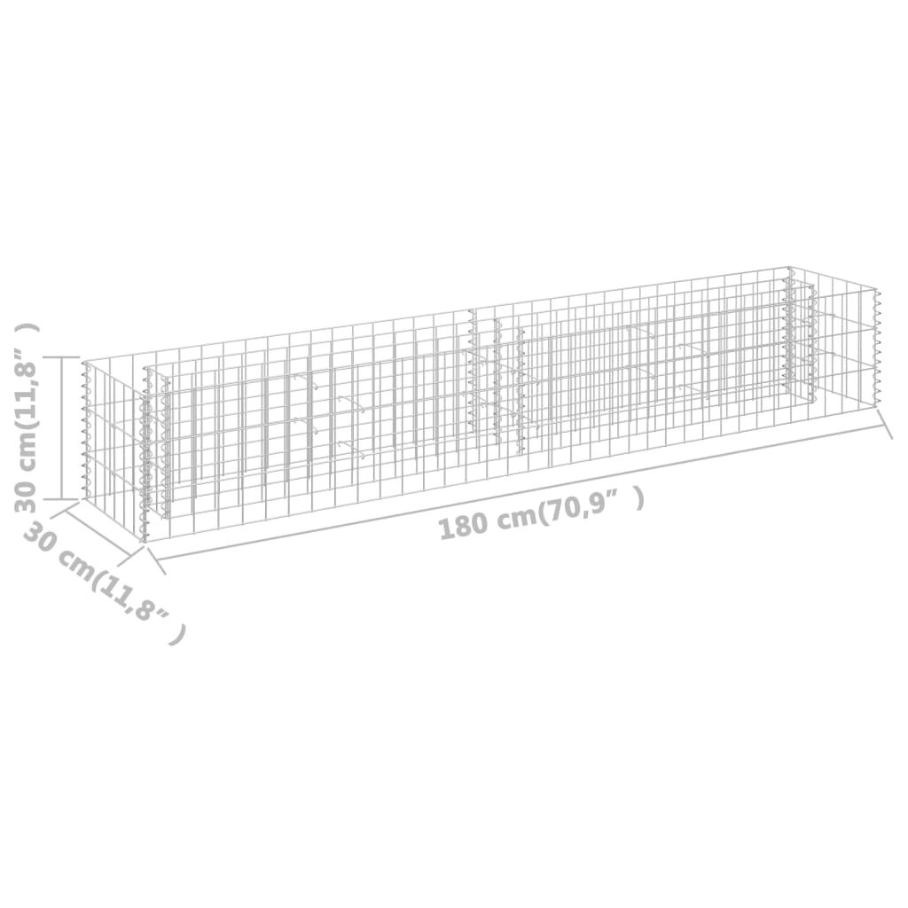 vidaXL Gabion Raised Bed Galvanised Steel 180x30x30 cm