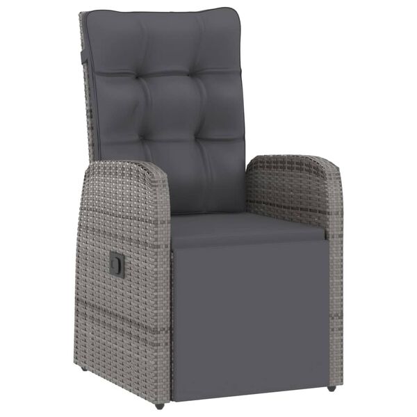 vidaXL 11 Piece Outdoor Dining Set with Cushions Poly Rattan Grey