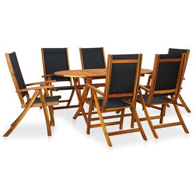 vidaXL 7 Piece Outdoor Dining Set Solid Acacia Wood, black vidaXL 7 Piece Outdoor Dining Set Solid Acacia Wood