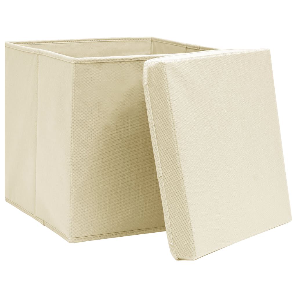 vidaXL Storage Boxes with Covers 4 pcs 28x28x28 cm Cream
