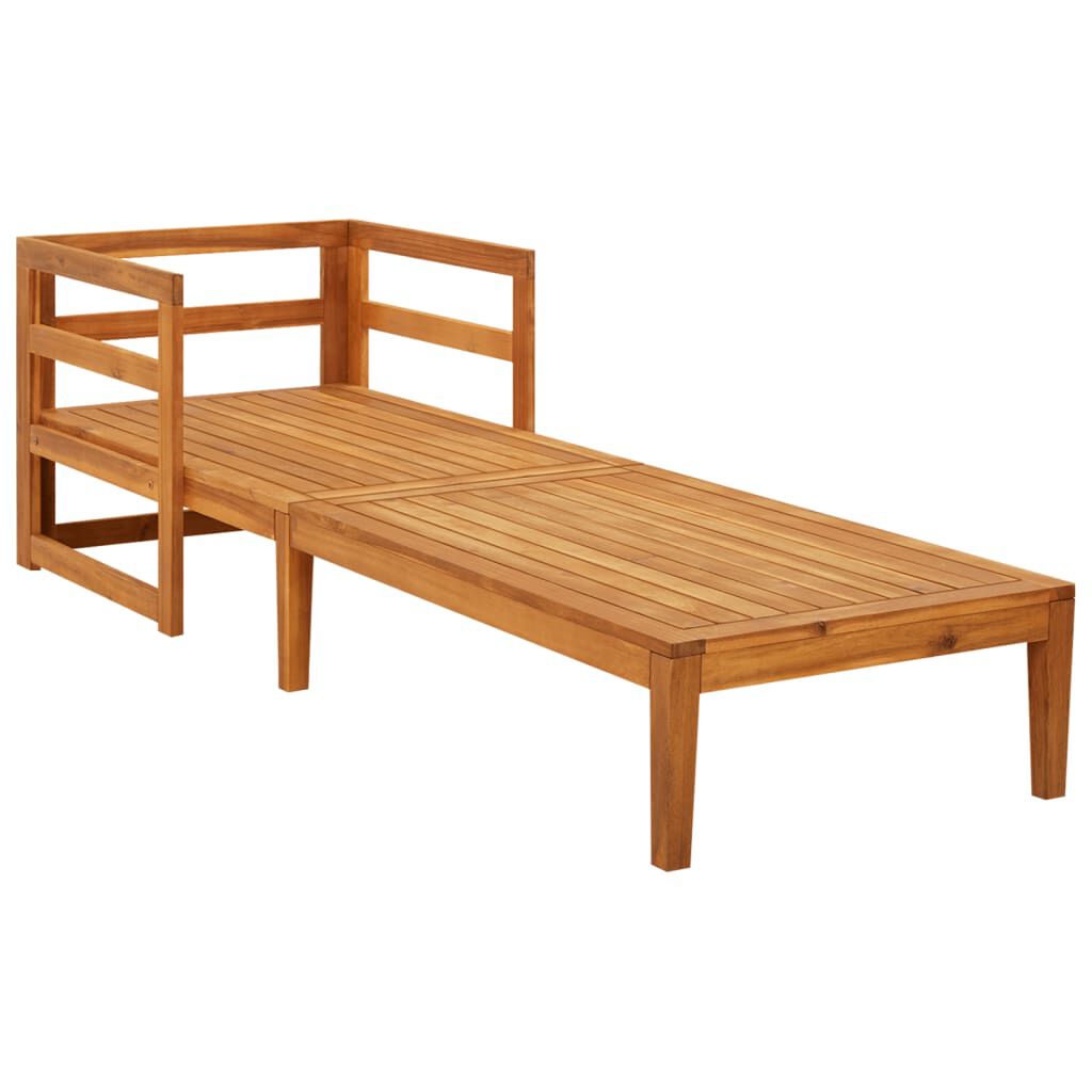 vidaXL Sun Lounger with Dark Grey Cushions Solid Acacia Wood
