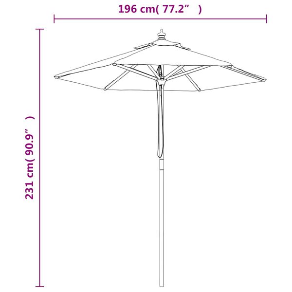 vidaXL Garden Parasol with Wooden Pole Sand 196x231 cm