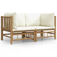 vidaXL Garden Corner Sofas with Cream White Cushions 2 pcs Bamboo,  vidaXL Garden Corner Sofas with Cream White Cushions 2 pcs Bamboo