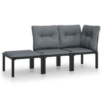vidaXL 3 Piece Garden Lounge Set Black and Grey Poly Rattan,  vidaXL 3 Piece Garden Lounge Set Black and Grey Poly Rattan