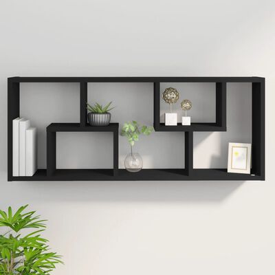vidaXL Wall Shelf Black 36x16x90 cm Engineered Wood