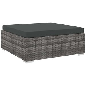 vidaXL Sectional Footrest 1 pc with Cushion Poly Rattan Grey