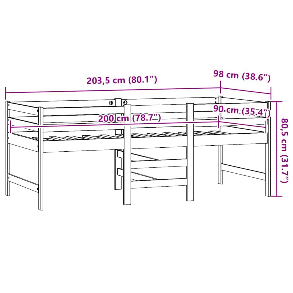 vidaXL Bed Frame without Mattress 90x200 cm Solid Wood Pine