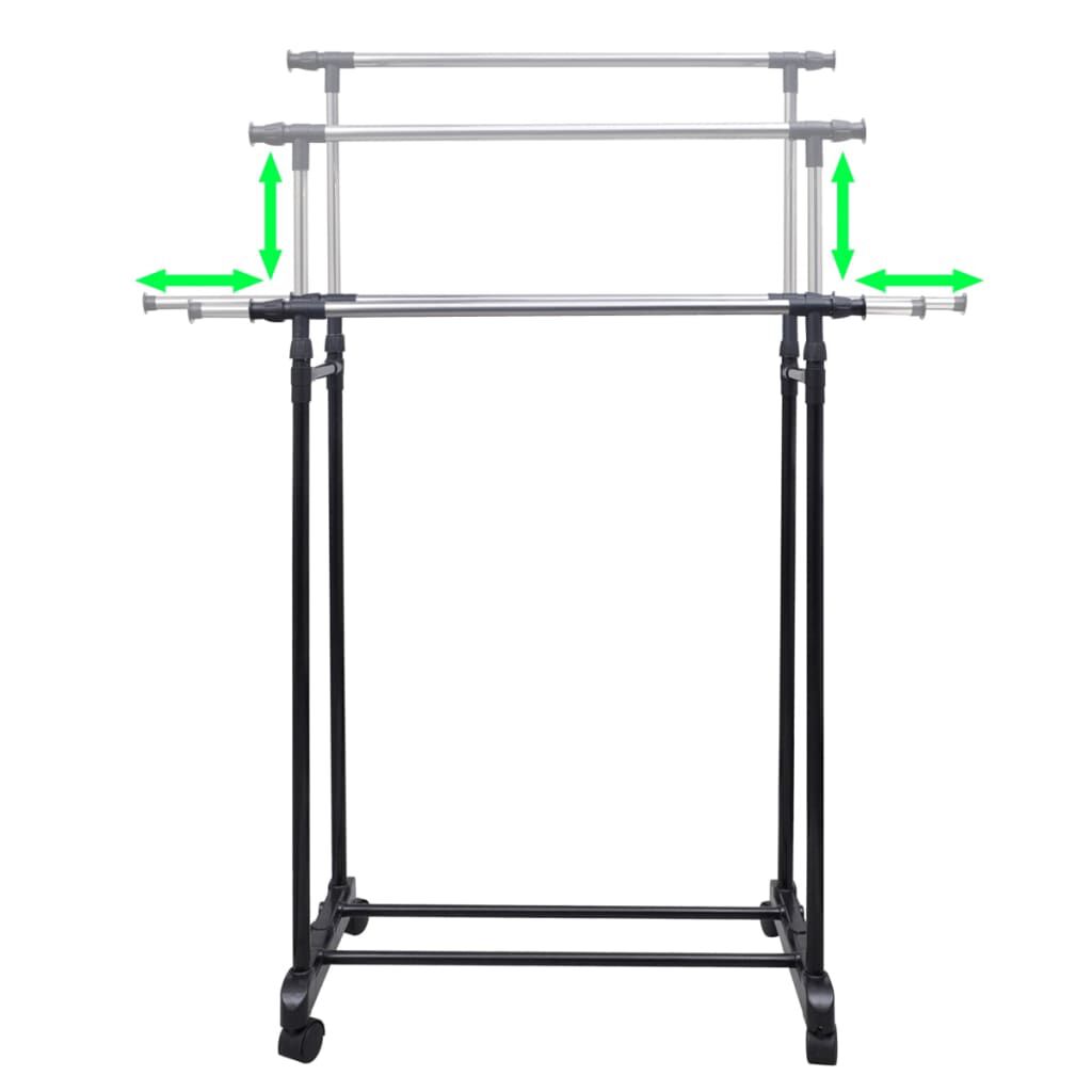 vidaXL Adjustable Clothes Racks 2 pcs 2 Hanging Rails
