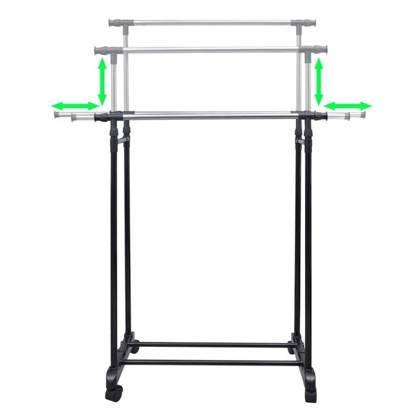 vidaXL Adjustable Clothes Racks 2 pcs 2 Hanging Rails
