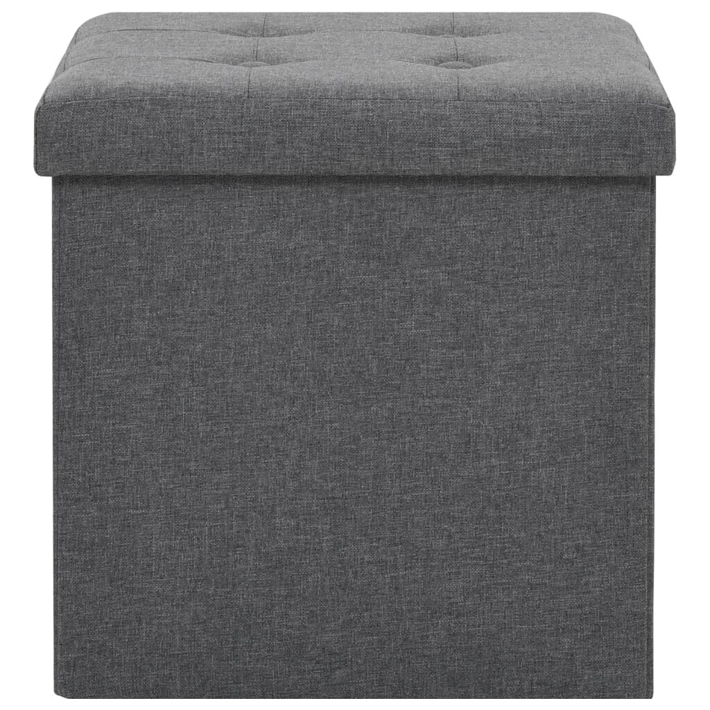 vidaXL Folding Storage Stools 2 pcs Dark Grey Faux Linen