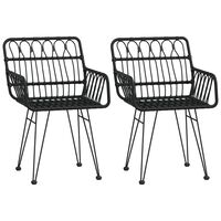 vidaXL Garden Chairs 2 pcs with Armrest Black 56x64x80 cm PE Rattan, black vidaXL Garden Chairs 2 pcs with Armrest Black 56x64x80 cm PE Rattan