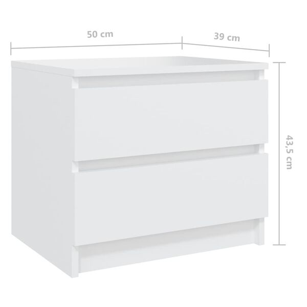 vidaXL Bed Cabinets 2 pcs White 50x39x43.5 cm Engineered Wood