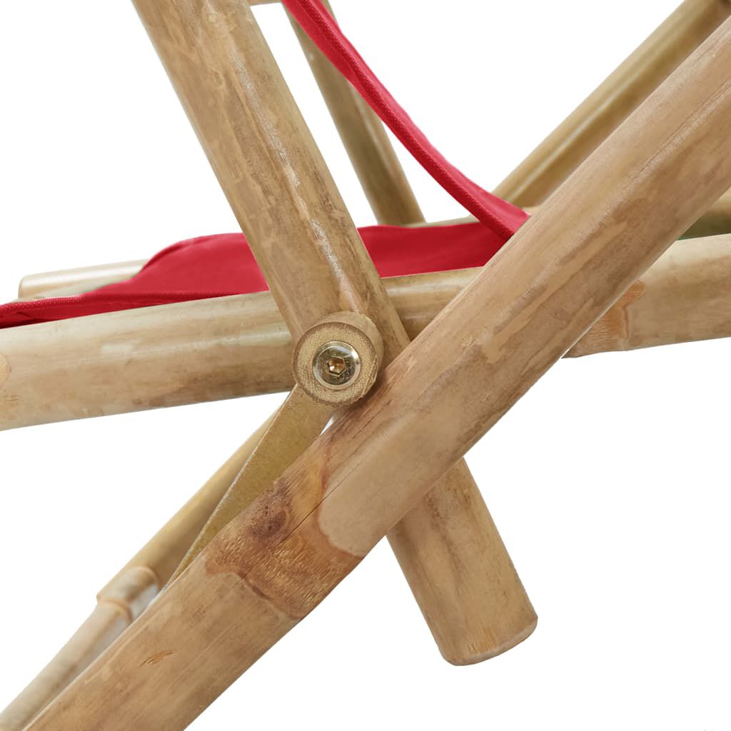 vidaXL Reclining Relaxing Chair Red Bamboo and Fabric