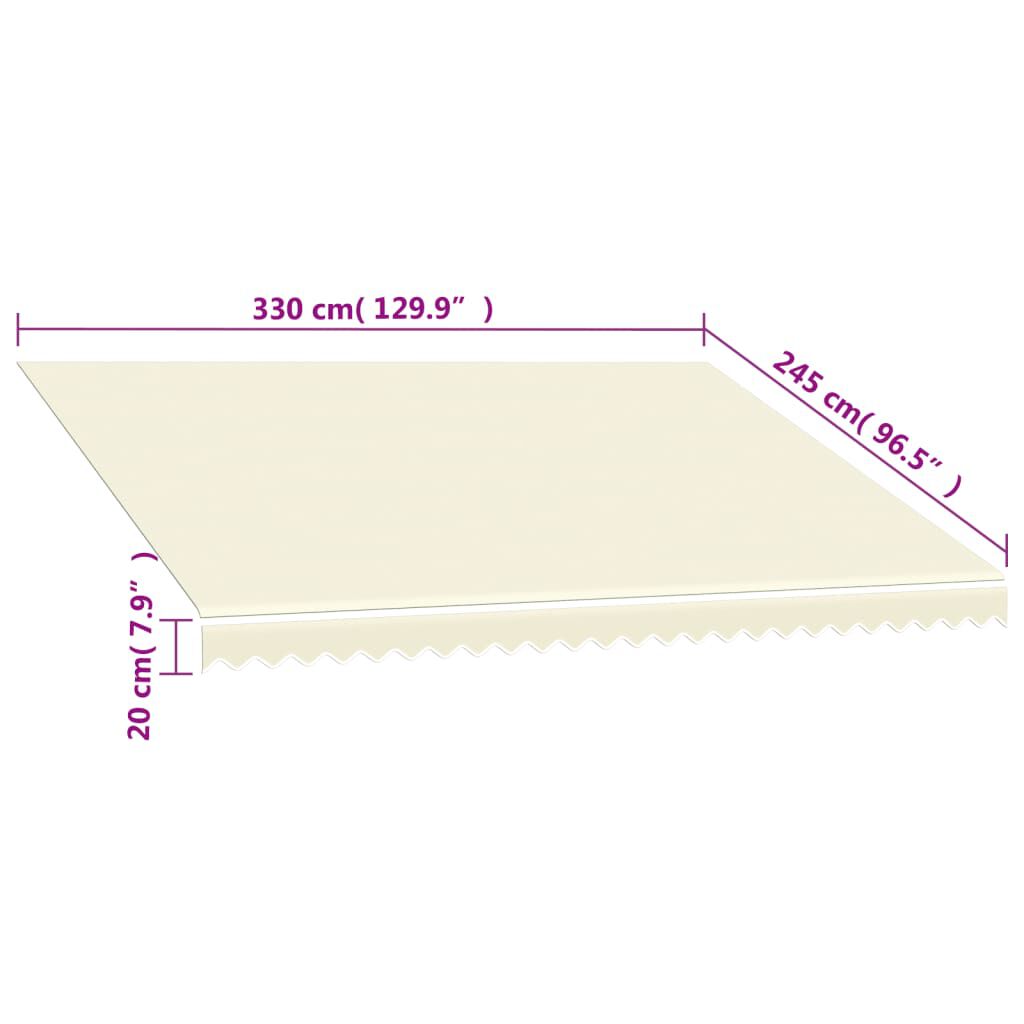 vidaXL Awning Top Sunshade Canvas Cream 350x250 cm