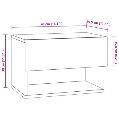 vidaXL Wall-mounted Bedside Cabinet Concrete Grey, concrete grey vidaXL Wall-mounted Bedside Cabinet Concrete Grey