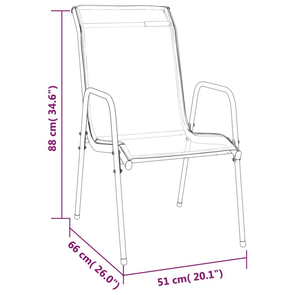 vidaXL Garden Chairs 6 pcs Steel and Textilene Black