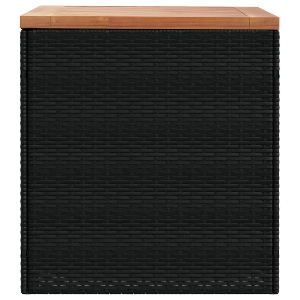 vidaXL Garden Storage Box Black 110x50x54 cm Poly Rattan Acacia Wood