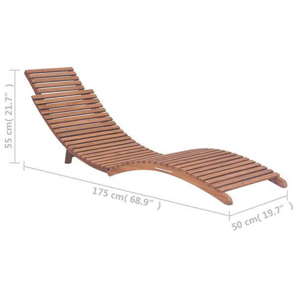 vidaXL Folding Sun Loungers 2 pcs Solid Teak Wood