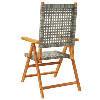 vidaXL Garden Chairs 2 pcs Grey Solid Wood Acacia and Poly Rattan, grey vidaXL Garden Chairs 2 pcs Grey Solid Wood Acacia and Poly Rattan