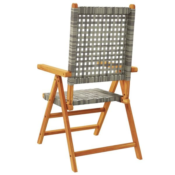 vidaXL Garden Chairs 2 pcs Grey Solid Wood Acacia and Poly Rattan