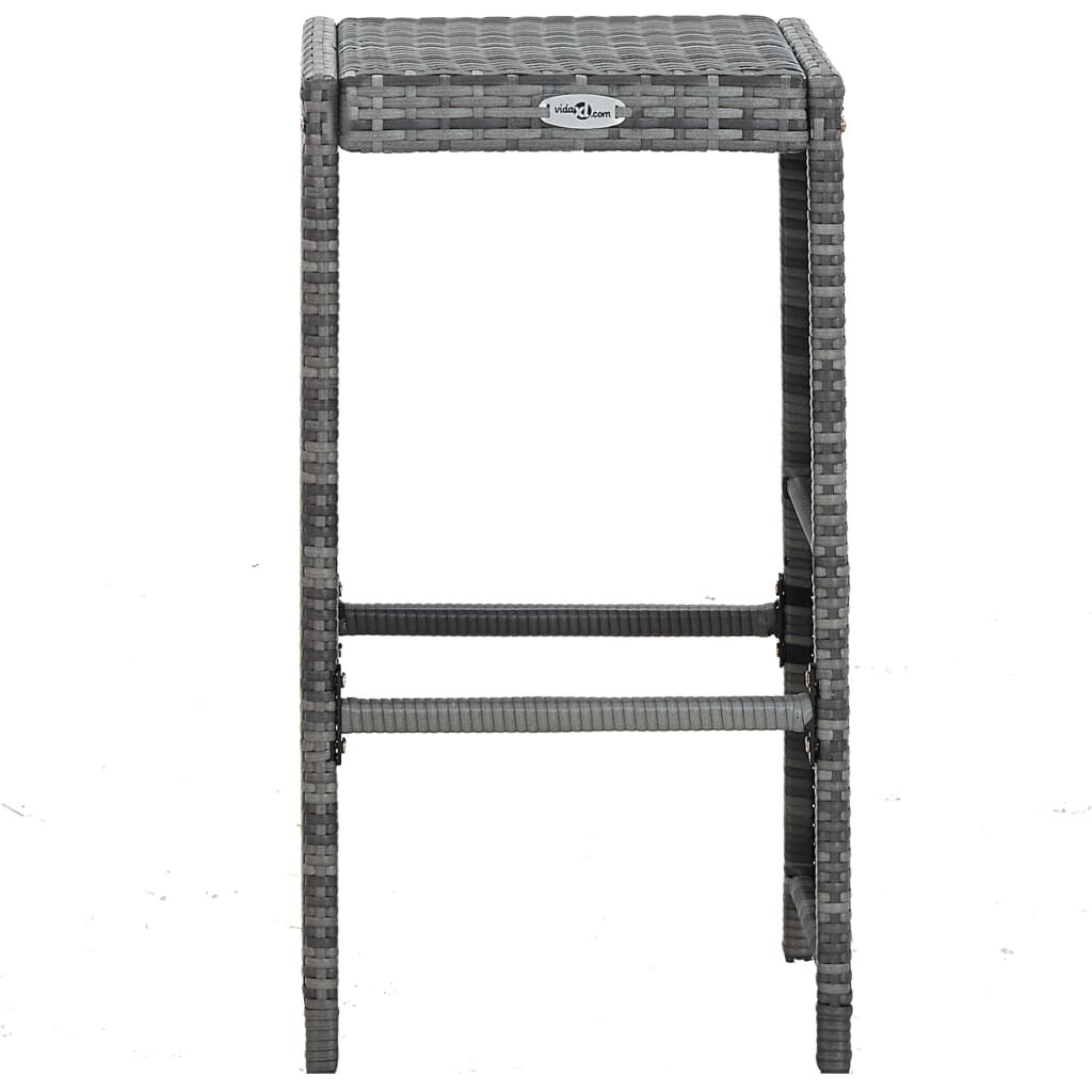 vidaXL 7 Piece Garden Bar Set with Cushions Poly Rattan Grey