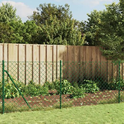 vidaXL Chain Link Fence with Spike Anchors Green 0.8x10 m, green vidaXL Chain Link Fence with Spike Anchors Green 0.8x10 m