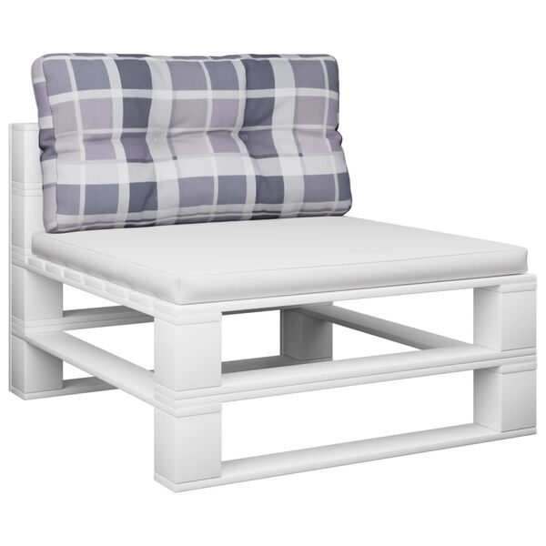 vidaXL Pallet Cushion Grey Check Pattern 70x40x12 cm Fabric