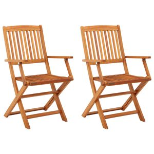 vidaXL Folding Chairs 2 pcs Solid Eucalyptus Wood