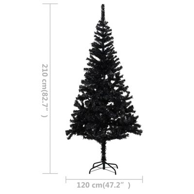 vidaXL Artificial Pre-lit Christmas Tree with Stand Black 210 cm PVC