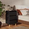 vidaXL Bed Cabinets with Solid Wood Legs 2 pcs Black 40x35x69 cm