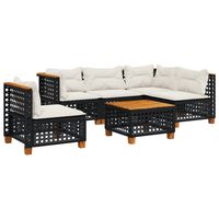 vidaXL 6 Piece Garden Sofa Set with Cushions Black Poly Rattan, black vidaXL 6 Piece Garden Sofa Set with Cushions Black Poly Rattan