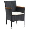 vidaXL 9 Piece Garden Dining Set with Cushions Poly Rattan Black
