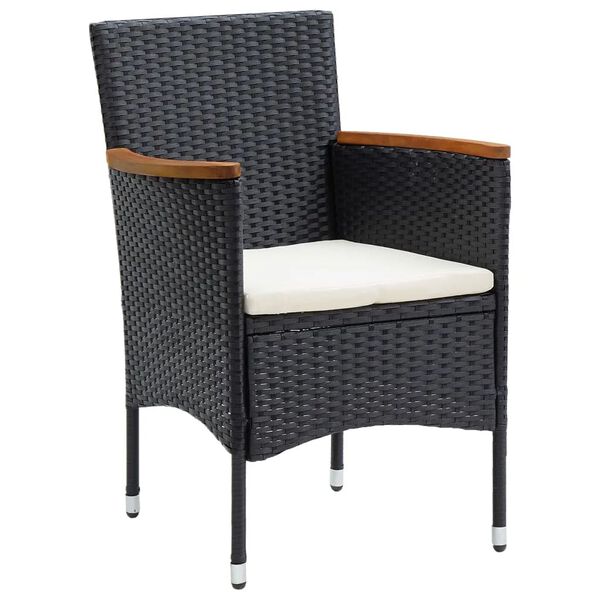 vidaXL 9 Piece Garden Dining Set with Cushions Poly Rattan Black