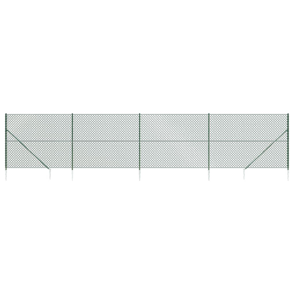 vidaXL Chain Link Fence with Spike Anchors Green 1.8x10 m