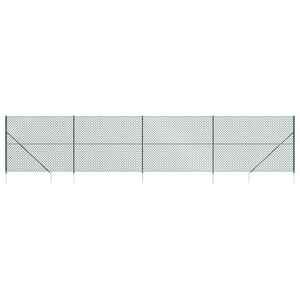 vidaXL Chain Link Fence with Spike Anchors Green 1.8x10 m