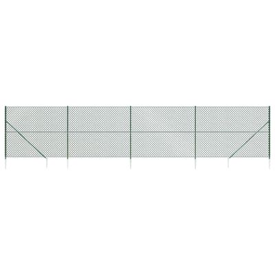 vidaXL Chain Link Fence with Spike Anchors Green 1.8x10 m, green vidaXL Chain Link Fence with Spike Anchors Green 1.8x10 m