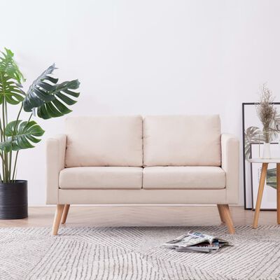 vidaXL 2-Seater Sofa Fabric Cream, cream vidaXL 2-Seater Sofa Fabric Cream