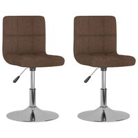 vidaXL Swivel Dining Chairs 2 pcs Brown Fabric